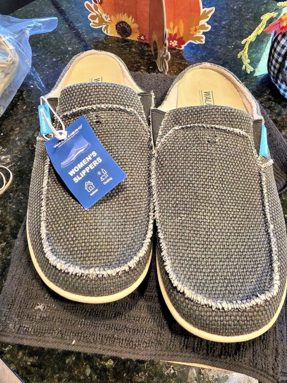 Walk Hero Women's Comfort Slippers Gray US 10